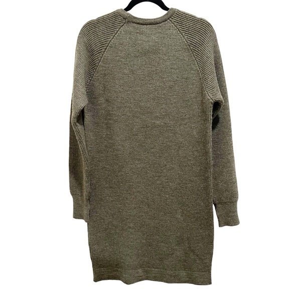 MHL Margaret Howell Olive Green Wool Ribbed Knit Sweater Dress - Picture 6 of 6